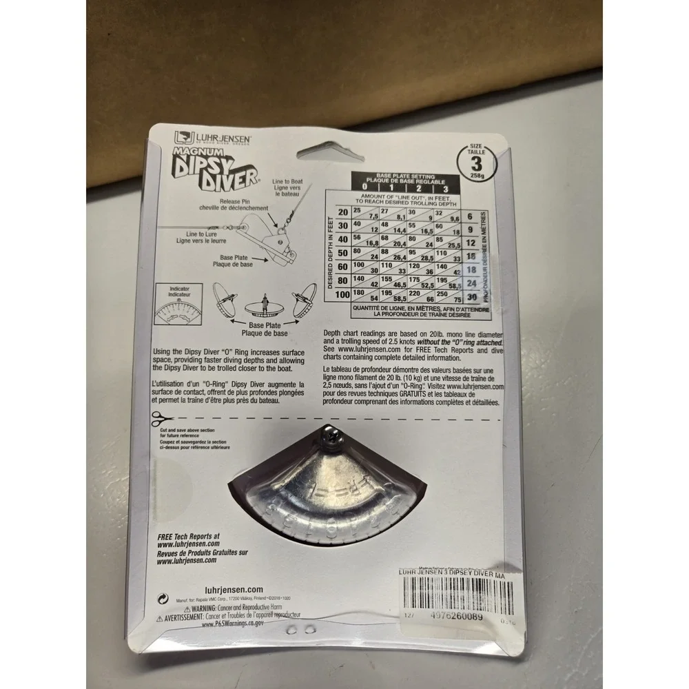 Luhr Jensen Dipsy Diver Magnum Size 3 Adjustable Trolling Clear
